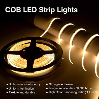 Ra90 DC 480 LED Chips Cob Led Rgb Flexible führte Streifen 24v 3000k