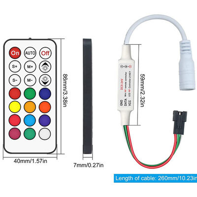 DC5 - Licht-Prüfer-For WS2811 WS2812B 24V Mini-21Key LED Traumfarbneonbeleuchtung