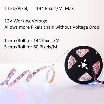 Ws2815 Digital Rgb führte Streifen einzelne zugängliche Daul-Datensignale 60 Pixel LED 144